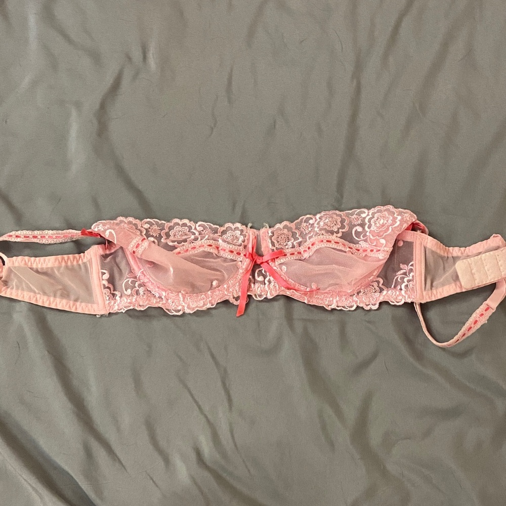 Adore Me Pink Floral Lace Bra